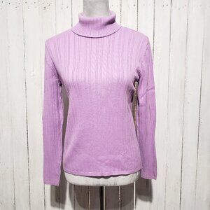 Talbots M Sweater Turtleneck Lavender Ribbed Classic Academia Y2K 90s Minimalist